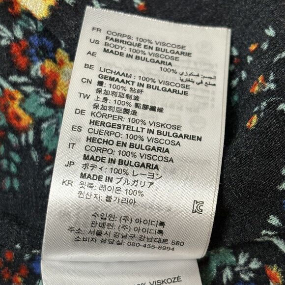 Sandro Paris Cold Shoulder Top Women 1 Small Black Floral Keyhole High Low - Picture 12 of 12